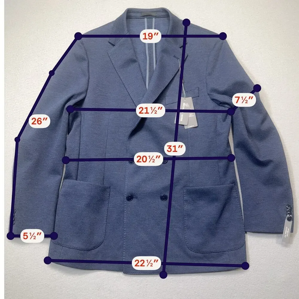 Michael Kors Men's Classic-Fit Double-Breasted Sport Coat Navy 42R $295